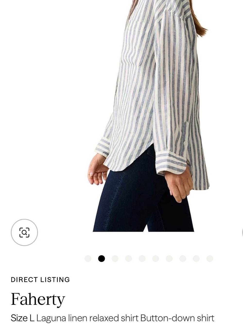 Faherty Laguna Blue and White Striped Linen Button-Down Shirt
